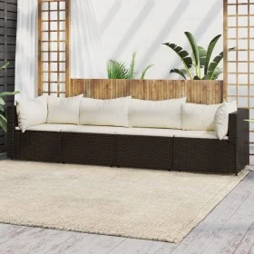 4-piece garden furniture set and brown synthetic rattan cushions by vidaXL, Outdoor sofas - Ref: Foro24-319752, Price: 266,96...