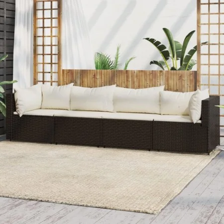 4-piece garden furniture set and brown synthetic rattan cushions by vidaXL, Outdoor sofas - Ref: Foro24-319752, Price: 266,96...