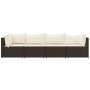 Set muebles de jardín 4 piezas y cojines ratán sintético marrón de vidaXL, Sofás de exterior - Ref: Foro24-319752, Precio: 26...