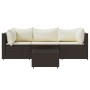 Set muebles de jardín 4 piezas y cojines ratán sintético marrón de vidaXL, Sofás de exterior - Ref: Foro24-319751, Precio: 28...