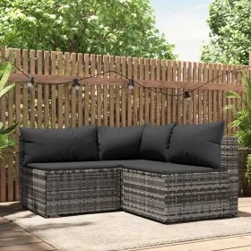 3-piece garden furniture set and gray synthetic rattan cushions by vidaXL, Outdoor sofas - Ref: Foro24-319764, Price: 234,12 ...