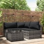 Set de muebles de jardín 4 pzas y cojines ratán sintético gris de vidaXL, Sofás de exterior - Ref: Foro24-319765, Precio: 321...