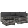 Set de muebles de jardín 4 pzas y cojines ratán sintético gris de vidaXL, Sofás de exterior - Ref: Foro24-319765, Precio: 321...