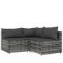 Set de muebles de jardín 4 pzas y cojines ratán sintético gris de vidaXL, Sofás de exterior - Ref: Foro24-319765, Precio: 321...