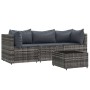 Set de muebles de jardín 4 pzas y cojines ratán sintético gris de vidaXL, Sofás de exterior - Ref: Foro24-319767, Precio: 275...