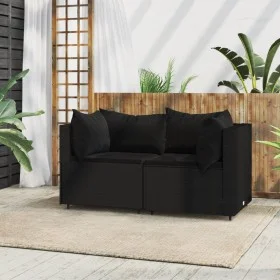 Garten-Ecksofas mit Kissen, 2 Stück, schwarzes synthetisches Rattan von vidaXL, Outdoor-Sofas - Ref: Foro24-319778, Preis: 19...