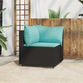 Garten-Ecksofa mit schwarzen synthetischen Rattankissen von vidaXL, Outdoor-Sofas - Ref: Foro24-319793, Preis: 75,53 €, Rabat...