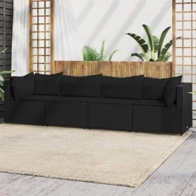 Garden set with cushions 4 pieces black synthetic rattan by vidaXL, Outdoor sofas - Ref: Foro24-319784, Price: 339,24 €, Disc...