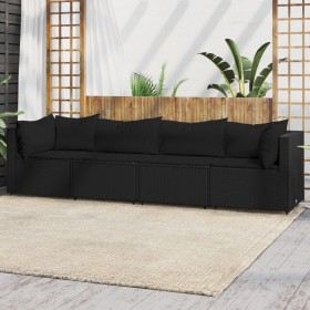 Juego de jardín con cojines 4 piezas ratán sintético negro de vidaXL, Sofás de exterior - Ref: Foro24-319784, Precio: 351,69 ...