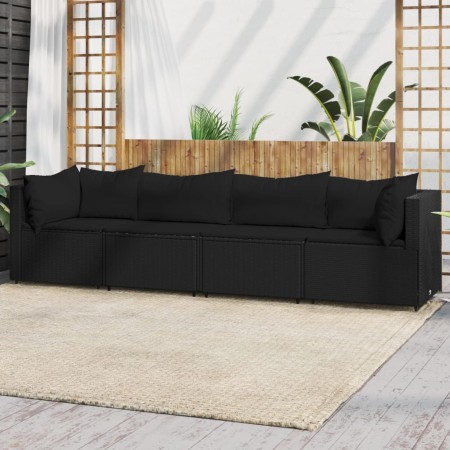 Juego de jardín con cojines 4 piezas ratán sintético negro de vidaXL, Sofás de exterior - Ref: Foro24-319784, Precio: 351,69 ...