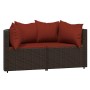 Set muebles de jardín 3 piezas y cojines ratán sintético marrón de vidaXL, Sofás de exterior - Ref: Foro24-319823, Precio: 20...