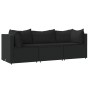 Set de muebles de jardín 3 pzas y cojines ratán sintético negro de vidaXL, Sofás de exterior - Ref: Foro24-319782, Precio: 27...