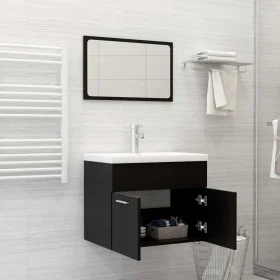 Conjunto de muebles de baño aglomerado negro de vidaXL, Muebles de baño - Ref: Foro24-3070866, Precio: 162,71 €, Descuento: %