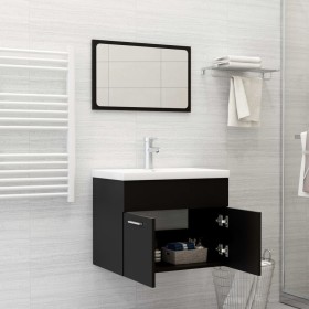 Conjunto de muebles de baño aglomerado negro de vidaXL, Muebles de baño - Ref: Foro24-3070866, Precio: 168,31 €, Descuento: %