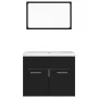 Conjunto de muebles de baño aglomerado negro de vidaXL, Muebles de baño - Ref: Foro24-3070866, Precio: 162,71 €, Descuento: %