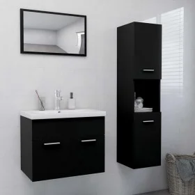 Conjunto de muebles de baño aglomerado negro de vidaXL, Muebles de baño - Ref: Foro24-3071136, Precio: 224,64 €, Descuento: %
