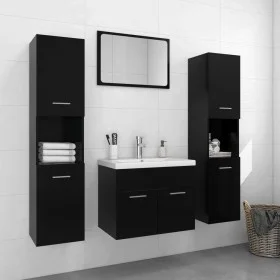 Conjunto de muebles de baño aglomerado negro de vidaXL, Muebles de baño - Ref: Foro24-3071226, Precio: 285,49 €, Descuento: %