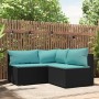 Set de muebles de jardín 3 pzas y cojines ratán sintético negro de vidaXL, Sofás de exterior - Ref: Foro24-319796, Precio: 21...