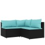 Set de muebles de jardín 3 pzas y cojines ratán sintético negro de vidaXL, Sofás de exterior - Ref: Foro24-319796, Precio: 21...