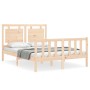 Estructura de cama con cabecero madera maciza 140x200 cm de vidaXL, Camas y somieres - Ref: Foro24-3192166, Precio: 141,59 €,...