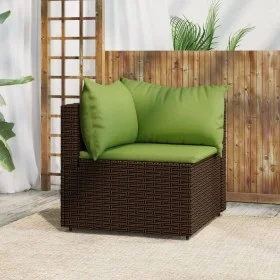 Sofá de esquina de jardín con cojines ratán sintético marrón de vidaXL, Sofás de exterior - Ref: Foro24-319825, Precio: 93,27...