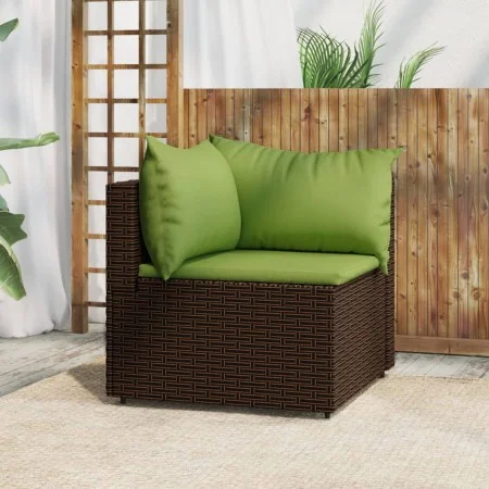 Garden corner sofa with brown synthetic rattan cushions by vidaXL, Outdoor sofas - Ref: Foro24-319825, Price: 93,27 €, Discou...