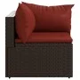 Sofá de esquina de jardín con cojines ratán sintético marrón by vidaXL, Outdoor sofas - Ref: Foro24-319809, Price: 74,25 €, D...