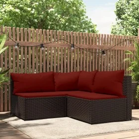 Set muebles de jardín 3 piezas y cojines ratán sintético marrón de vidaXL, Sofás de exterior - Ref: Foro24-319812, Precio: 26...