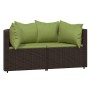 Set muebles de jardín 3 piezas y cojines ratán sintético marrón de vidaXL, Sofás de exterior - Ref: Foro24-319839, Precio: 26...