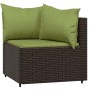 Set muebles de jardín 3 piezas y cojines ratán sintético marrón de vidaXL, Sofás de exterior - Ref: Foro24-319839, Precio: 26...