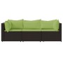 Set muebles de jardín 3 piezas y cojines ratán sintético marrón de vidaXL, Sofás de exterior - Ref: Foro24-319830, Precio: 23...