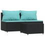 Set de muebles de jardín 3 pzas y cojines ratán sintético negro de vidaXL, Sofás de exterior - Ref: Foro24-319803, Precio: 20...