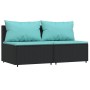 Set de muebles de jardín 3 pzas y cojines ratán sintético negro de vidaXL, Sofás de exterior - Ref: Foro24-319803, Precio: 20...