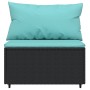 Set de muebles de jardín 3 pzas y cojines ratán sintético negro de vidaXL, Sofás de exterior - Ref: Foro24-319803, Precio: 20...