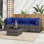 Set de muebles de jardín 4 pzas y cojines ratán sintético gris de vidaXL, Sofás de exterior - Ref: Foro24-319847, Precio: 235...