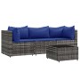 Set de muebles de jardín 4 pzas y cojines ratán sintético gris de vidaXL, Sofás de exterior - Ref: Foro24-319847, Precio: 235...