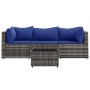Set de muebles de jardín 4 pzas y cojines ratán sintético gris de vidaXL, Sofás de exterior - Ref: Foro24-319847, Precio: 235...