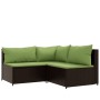Set muebles de jardín 3 piezas y cojines ratán sintético marrón de vidaXL, Sofás de exterior - Ref: Foro24-319828, Precio: 24...