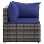 Sofá de esquina de jardín con cojines ratán sintético gris de vidaXL, Sofás de exterior - Ref: Foro24-319841, Precio: 69,44 €...
