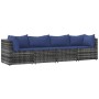 Set de muebles de jardín 4 pzas y cojines ratán sintético gris de vidaXL, Sofás de exterior - Ref: Foro24-319848, Precio: 300...