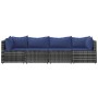 Set de muebles de jardín 4 pzas y cojines ratán sintético gris de vidaXL, Sofás de exterior - Ref: Foro24-319848, Precio: 300...