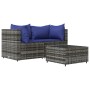 Set de muebles de jardín 3 pzas y cojines ratán sintético gris de vidaXL, Sofás de exterior - Ref: Foro24-319843, Precio: 193...