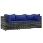 Set de muebles de jardín 3 pzas y cojines ratán sintético gris de vidaXL, Sofás de exterior - Ref: Foro24-319846, Precio: 194...