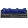 Set de muebles de jardín 3 pzas y cojines ratán sintético gris de vidaXL, Sofás de exterior - Ref: Foro24-319846, Precio: 194...