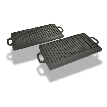 Placa parrilla de hierro fundido reversible 38x23cm 2 unidades de vidaXL, Planchas - Ref: Foro24-50127, Precio: 56,39 €, Desc...