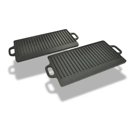Placa parrilla de hierro fundido reversible 38x23cm 2 unidades de vidaXL, Planchas - Ref: Foro24-50127, Precio: 51,93 €, Desc...