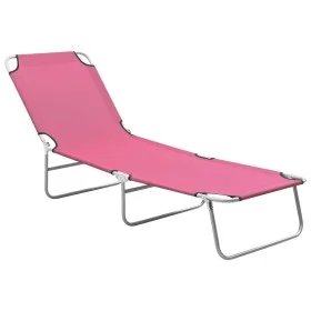 Tumbona plegable de acero y tela rosa de vidaXL, Tumbonas - Ref: Foro24-310330, Precio: 61,92 €, Descuento: %