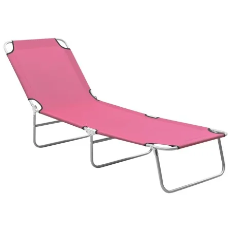 Tumbona plegable de acero y tela rosa de vidaXL, Tumbonas - Ref: Foro24-310330, Precio: 61,92 €, Descuento: %