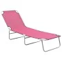 Tumbona plegable de acero y tela rosa de vidaXL, Tumbonas - Ref: Foro24-310330, Precio: 61,92 €, Descuento: %