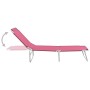 Tumbona plegable de acero y tela rosa de vidaXL, Tumbonas - Ref: Foro24-310330, Precio: 71,63 €, Descuento: %